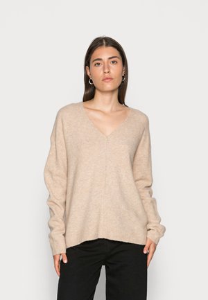 SWEATERS V NECK - Sweter - sand