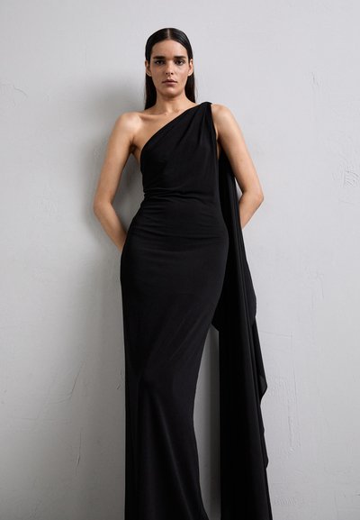 Alice + Olivia ONE SHOULDER DRAPED DRESS - Rochie din jerseu - black