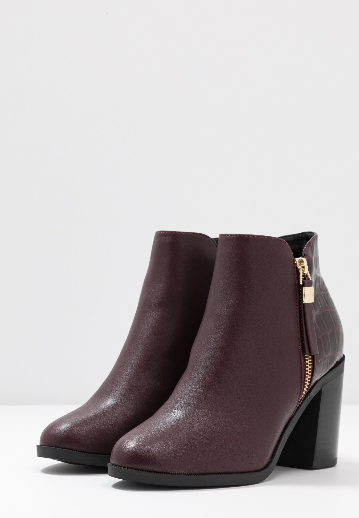 office burgundy ankle boots