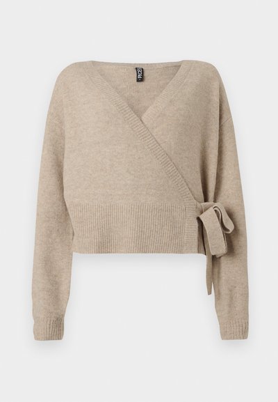 PCMALOU WRAP CARDIGAN - Gilet - taupe gray