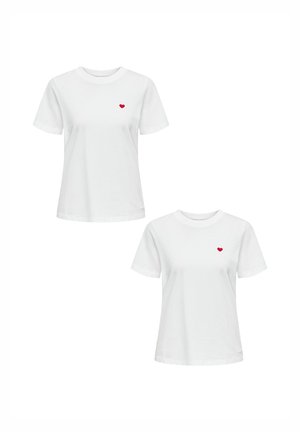 2ER-PACK RUNDHALS KURZARM - T-Shirt print - weiß