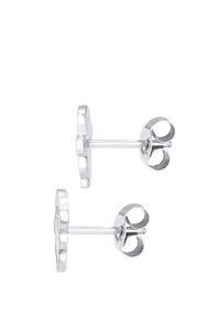 Ørestikker i sterling sølv med en blomstret design, der har en glat overflade og en sommerfuglelås, der sikrer en sikker lukning.