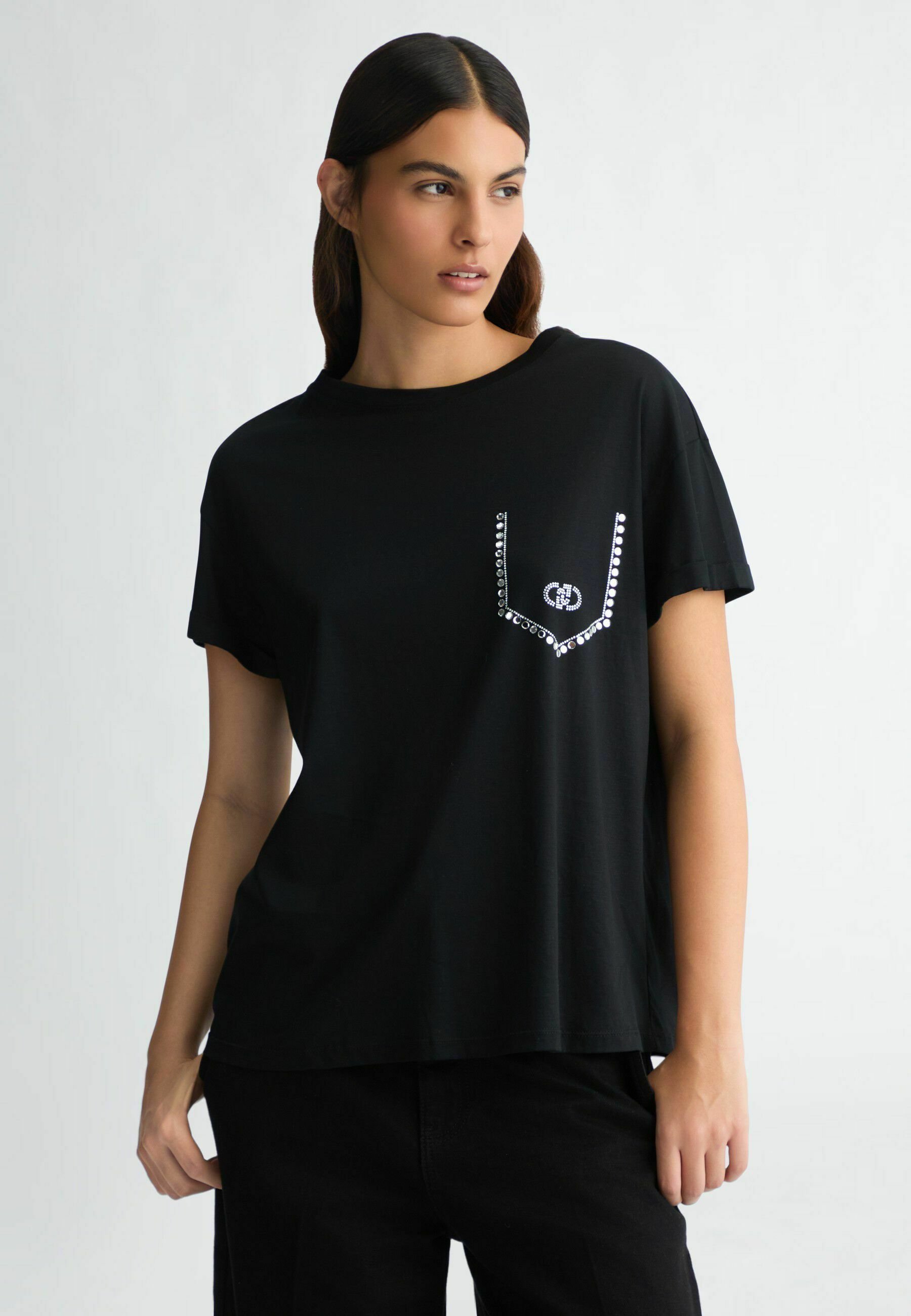 Tシャツ・カットソー LIU JO Woman Polo Shirt Black WA5167T4853 22222 T-shirt con cut-out colore nero | Liu Jo