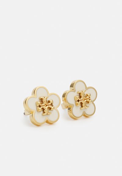 Tory Burch KIRA ENAMEL FLOWER STUD EARRING - Cercei - gold-coloured/beige