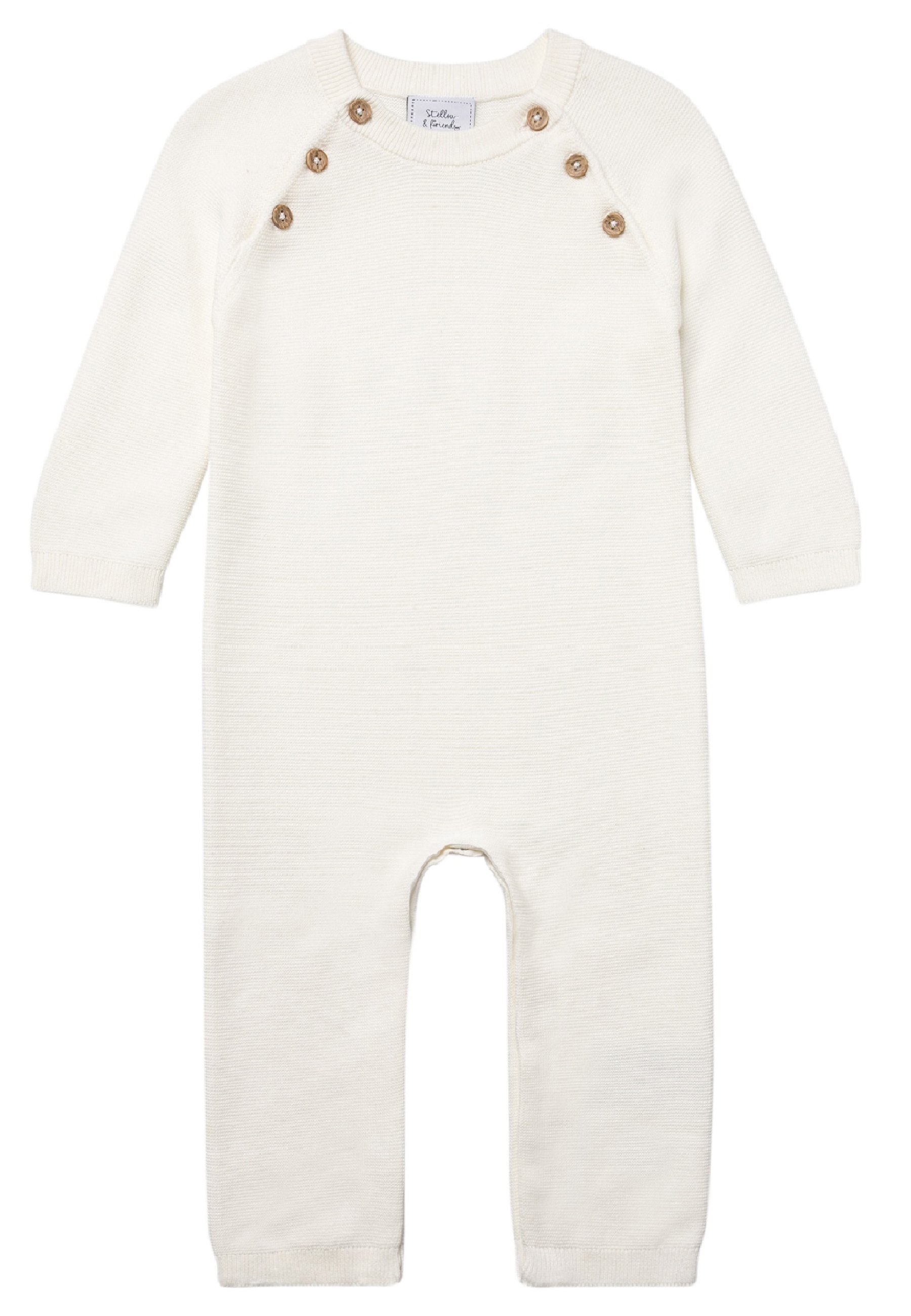 Stellou & friends Babywollen overall van 100% scheerwol met houten knopen, zacht en behaaglijk wolpak van hoogwaardig wolfleece, perfect voor lente, herfst en winter. Oeko-Tex gecertificeerd, sage, 50