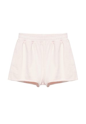 Lichtroze shorts met elastische tailleband, zijzakken en een ontspannen pasvorm, ontworpen voor casual gebruik.