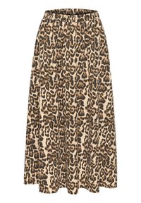 Jupe maxi à motifs léopard dans des tons beiges et bruns. Dotée d'une taille élastique et d'une silhouette fluide. Fabriquée en un tissu léger.