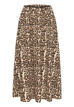 Jupe maxi à motifs léopard dans des tons beiges et bruns. Dotée d'une taille élastique et d'une silhouette fluide. Fabriquée en un tissu léger.
