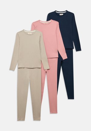 3 PACK SET - Pyjama - mottled light brown/berry/dark blue