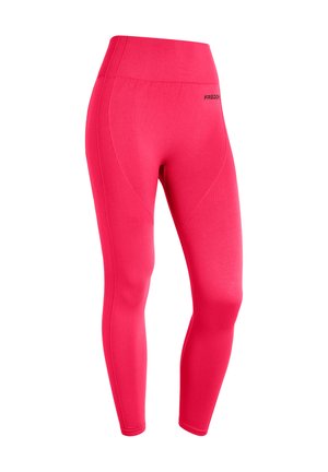 Leggings a vita alta FREDDY in rosa acceso, realizzati con tessuto morbido, una forma aderente e pannelli laterali testurizzati per un tocco di stile in più.