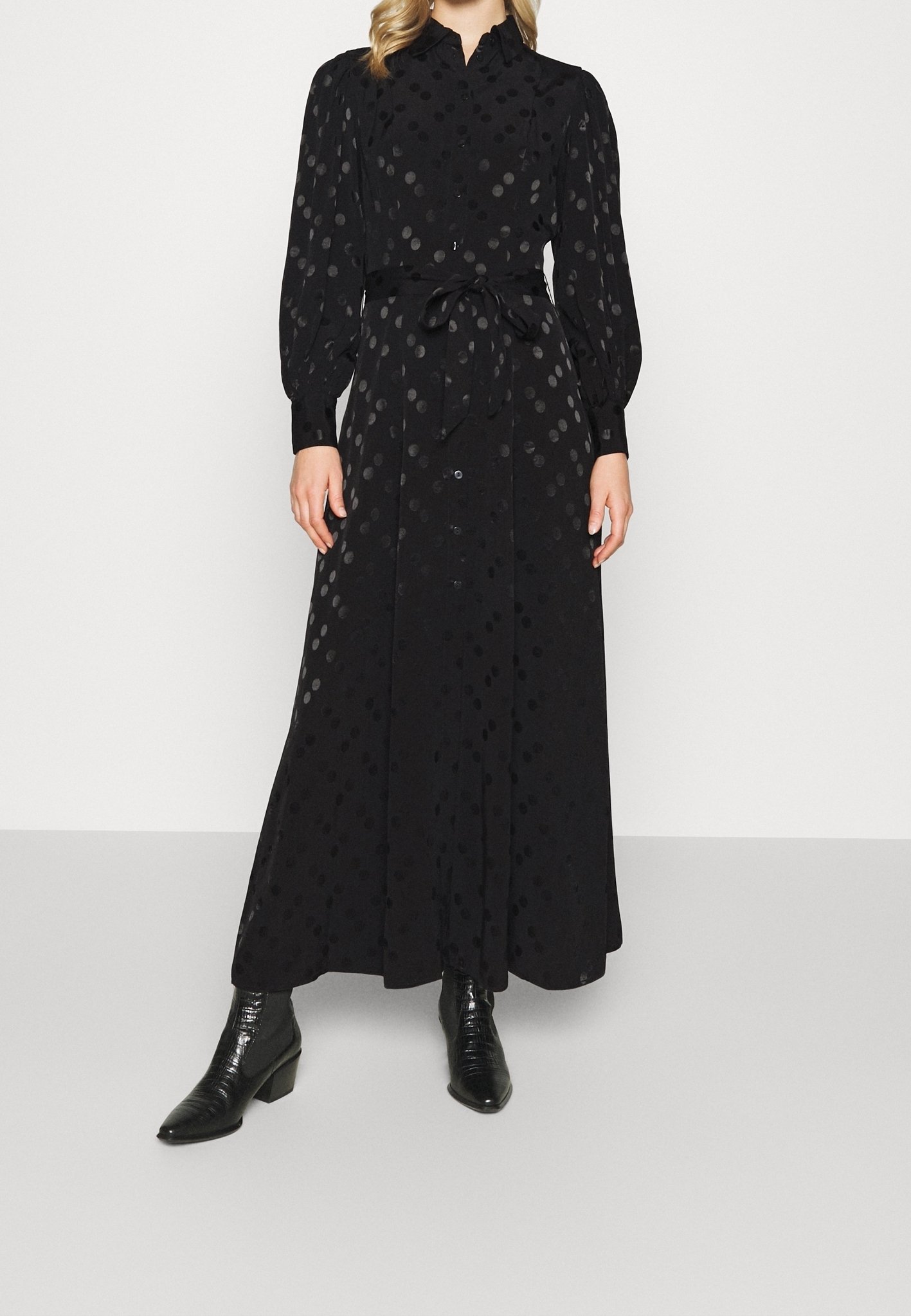 black flowy shirt dress Curve Mono Flowy Shirt Dress With Oversized Pocket – London Road Boutique
