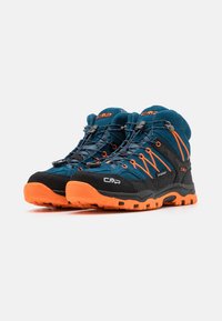 CMP KIDS RIGEL MID TREKKING SHOES WP UNISEX - Túracipők - bluesteel/flame