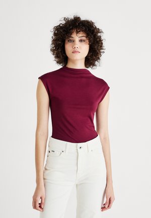 SOFT TOUCH FUNNEL NECK TOP - Základné tričko - zinfandel
