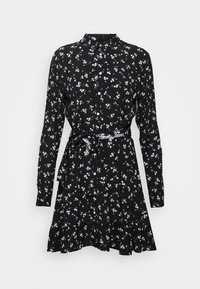 MINI FLORAL BELTED DRESS - Robe chemise - black