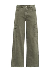 Cream Kavbojke na trapez - heavy washed green