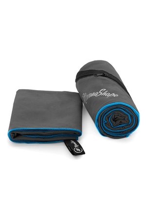 Strandtuch - grau   blau rand