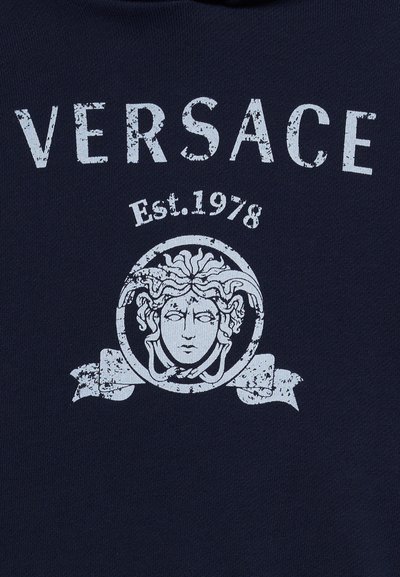 Versace VARSITY PRINT UNISEX - Φούτερ με κουκούλα - dark blue/white