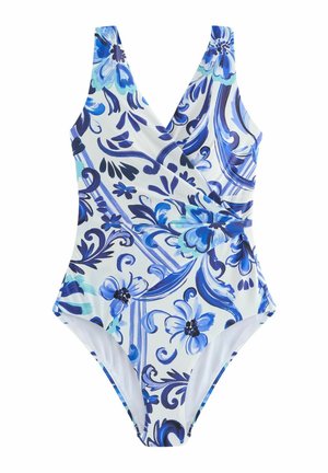 TALL FIT - WRAP TUMMY CONTROL - Fürdőruha - white/blue porcelain