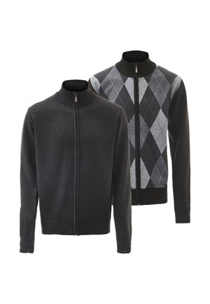 Mo, 2-PACK - Strickjacke - dunkelgrau melange & schwarz grau
