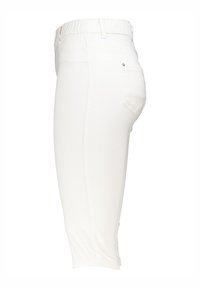 Pantalons capri blancs avec une taille élastique, coupe slim et une poche arrière. Fabriqués à partir d'un tissu doux et extensible.