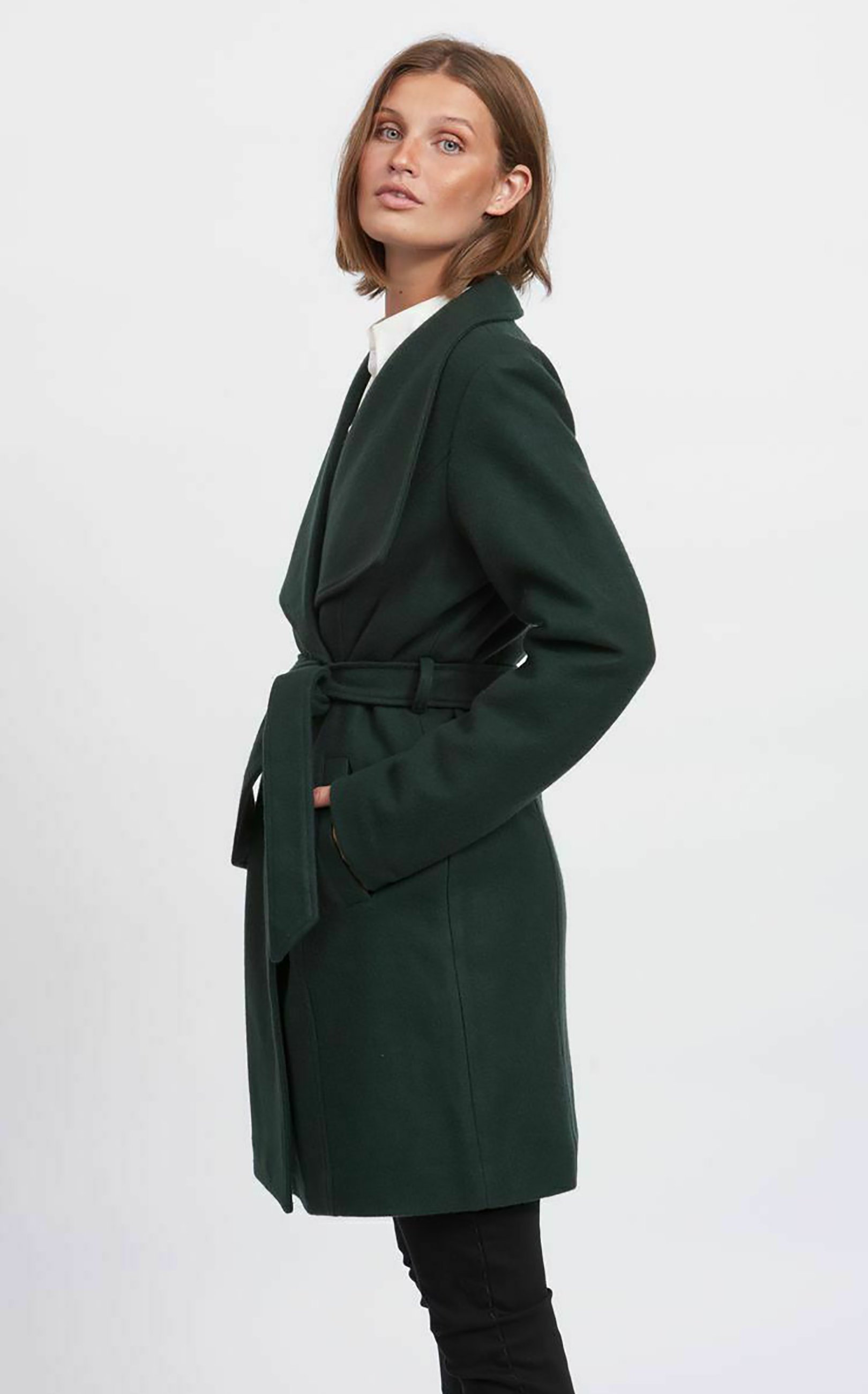 vila belted tailored coat