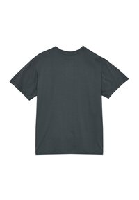 Mørkegrå t-shirt med korte ærmer, rund halsudskæring og teksten F.U.T. trykt i sort på ryggen. Blødt, glat stof.