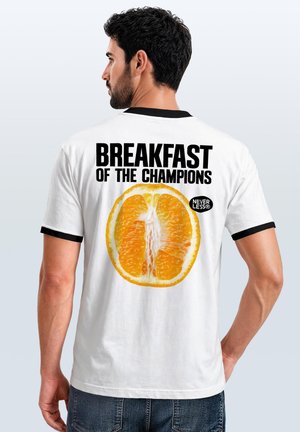 Neverless, HERREN T-SHIRT RETRO KONTRASTBUND - DESIGN BREAKFAST OF THE - Print T-shirt - schwarz weiß-schwarz