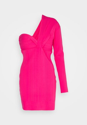 Hervé Léger VAR DRAPED ASYMM MINI DRESS - Robe de soirée - neon fuchsia