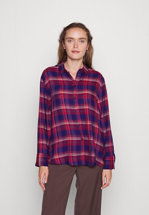 CHECK BLOUSE - Button-down blouse - navy
