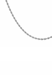 Collana in argento a catena attorcigliata con design intrecciato, superficie liscia e un aspetto delicato e leggero, adatta per diverse occasioni.