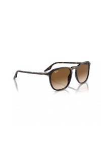 Occhiali da sole Ray-Ban con montatura tartarugata, lenti marroni sfumate, forma rotonda e stanghette sottili, con dettagli del logo in metallo.