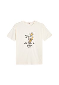 Koton SHORT SLEEVE CREW NECK  - Printtipaita - beige