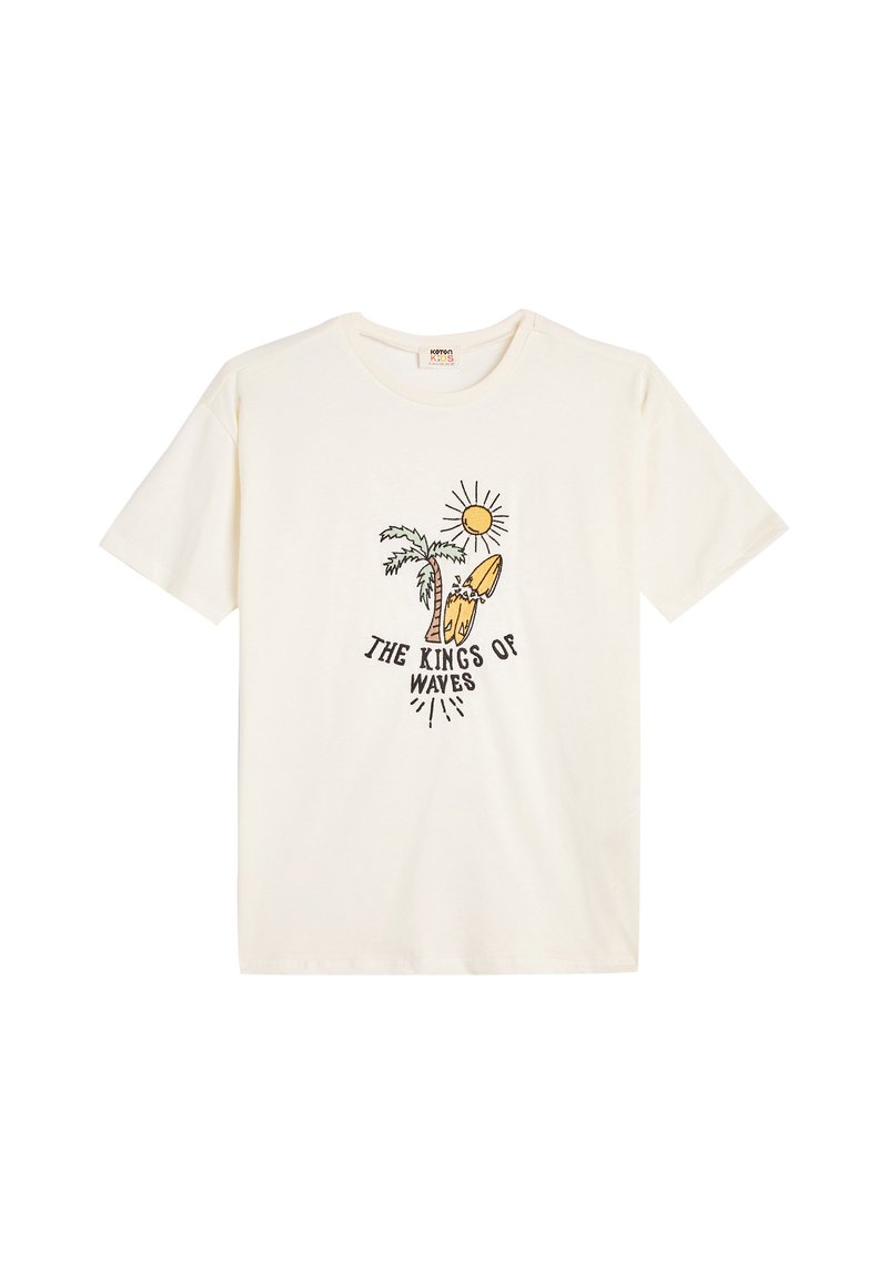 Koton SHORT SLEEVE CREW NECK  - Printtipaita - beige