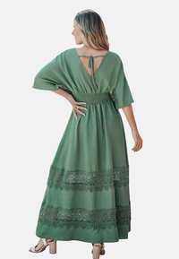 Cupshe PLUNGE SHEER RUCHED  - Maxi-jurk - evergreen