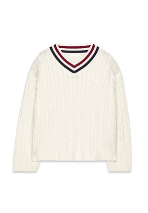 CABLE V-NECK - Džemper - white