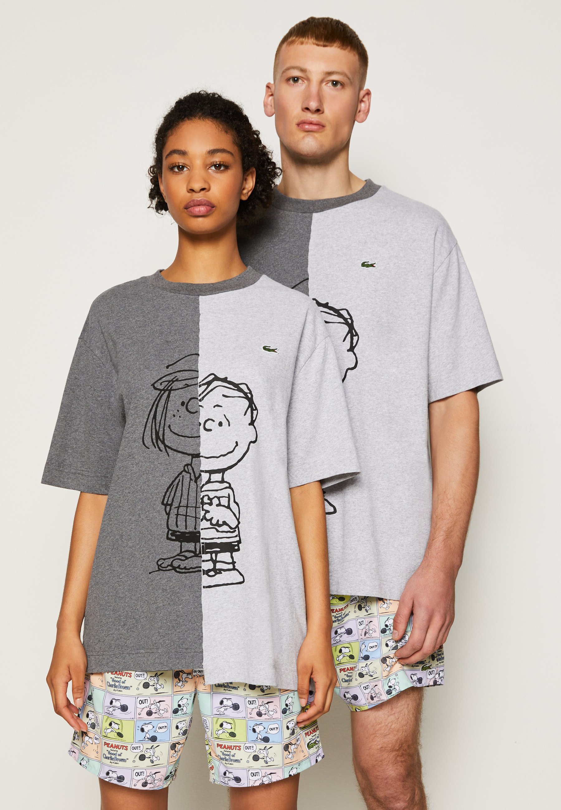 Lacoste LIVE LACOSTE X PEANUTS - T-shirt print - gris chine / gris  chine/grijs gemêleerd - Zalando.nl