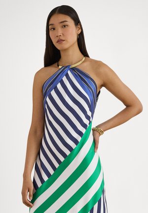 STRIPED TWILL HALTER COCKTAIL DRESS - Cocktailkleid/festliches Kleid - navy/white/green