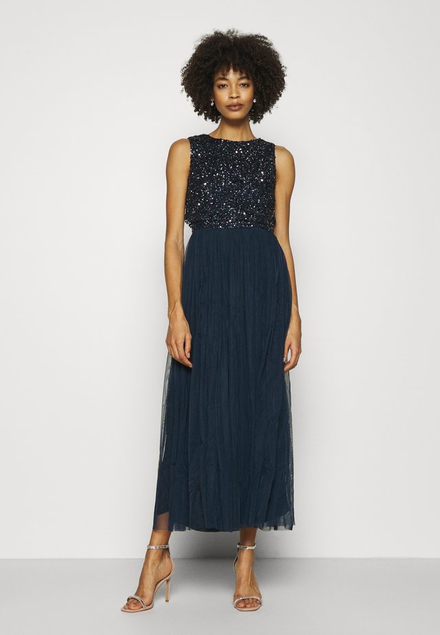 OVERLAY DELICATE SEQUIN DRESS - Cocktailkleid/festliches Kleid - navy