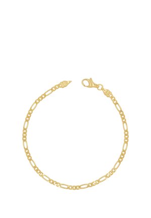 Goldkettchen-Armband mit abwechselnd länglichen und runden Gliedern, gesichert durch einen Karabinerverschluss.