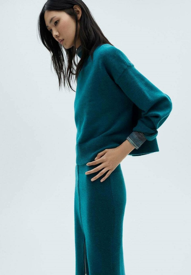 Jupe Crayon MNG Femme Taille S – Verte à Fleurs, Doublée, Viscose (état Parfait)