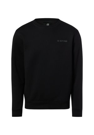 Zwarte longsleeve sweat met geribbelde manchetten en zoom, ronde halslijn en een klein "G-STAR"-logo op de linkerborst.