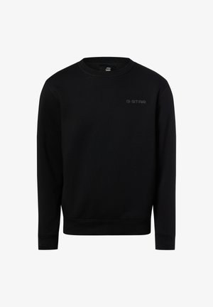 Sweat-shirt noir à manches longues avec poignets et ourlet côtelés, encolure ronde et petit logo "G-STAR" sur le côté gauche de la poitrine.