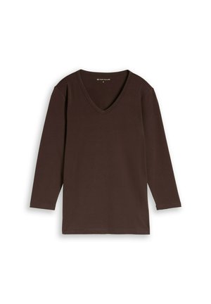 TOM TAILOR, TOM TAILOR T-SHIRT BASIC LANGARMSHIRT MIT V-AUSSCHNITT - Long sleeved top - java dark brown