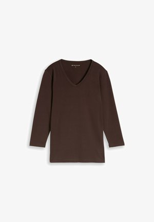 TOM TAILOR, TOM TAILOR T-SHIRT BASIC LANGARMSHIRT MIT V-AUSSCHNITT - T-shirt à manches longues - java dark brown