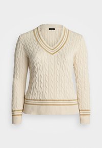 Lauren Ralph Lauren Woman GASSED COTTON LONG SLEEVE SWEATER - Jersey de punto - mascarpone cream/sand dune