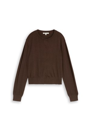 TOM TAILOR DENIM, TOM TAILOR DENIM PULLOVER & STRICKJACKEN CARDIGAN MIT RUNDHALSAUSSCHNITT - Gilet - cool dark brown