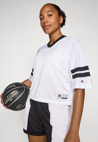 Champion SPORT HERITAGE V NECK - Marškinėliai su spaudiniu - white/black