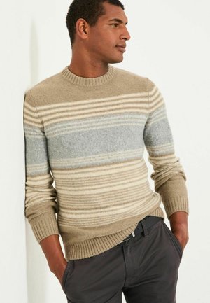 REGULAR FIT - STRIPE CREW NECK - Strickpullover - natural
