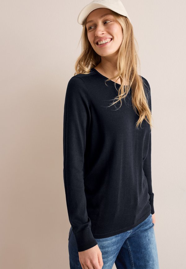 RUNDHALSPULLOVER - Strickpullover - blau