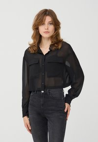 Terranova CROP TRASPARENTE - Camicia - nero